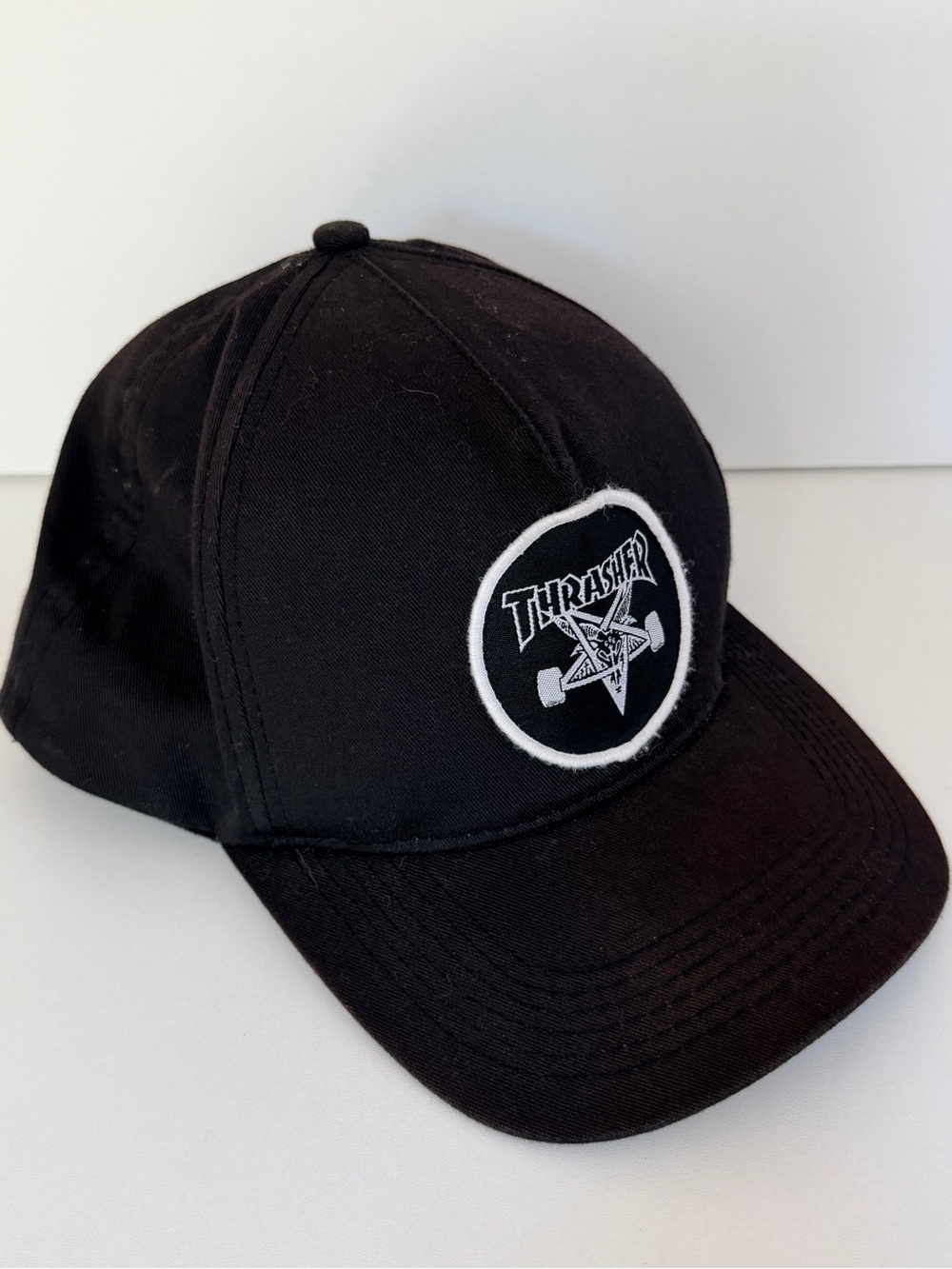 Thrasher Magazine Skate Goat Snapback Hat Black Embroidered Emblem Patch Cap EUC